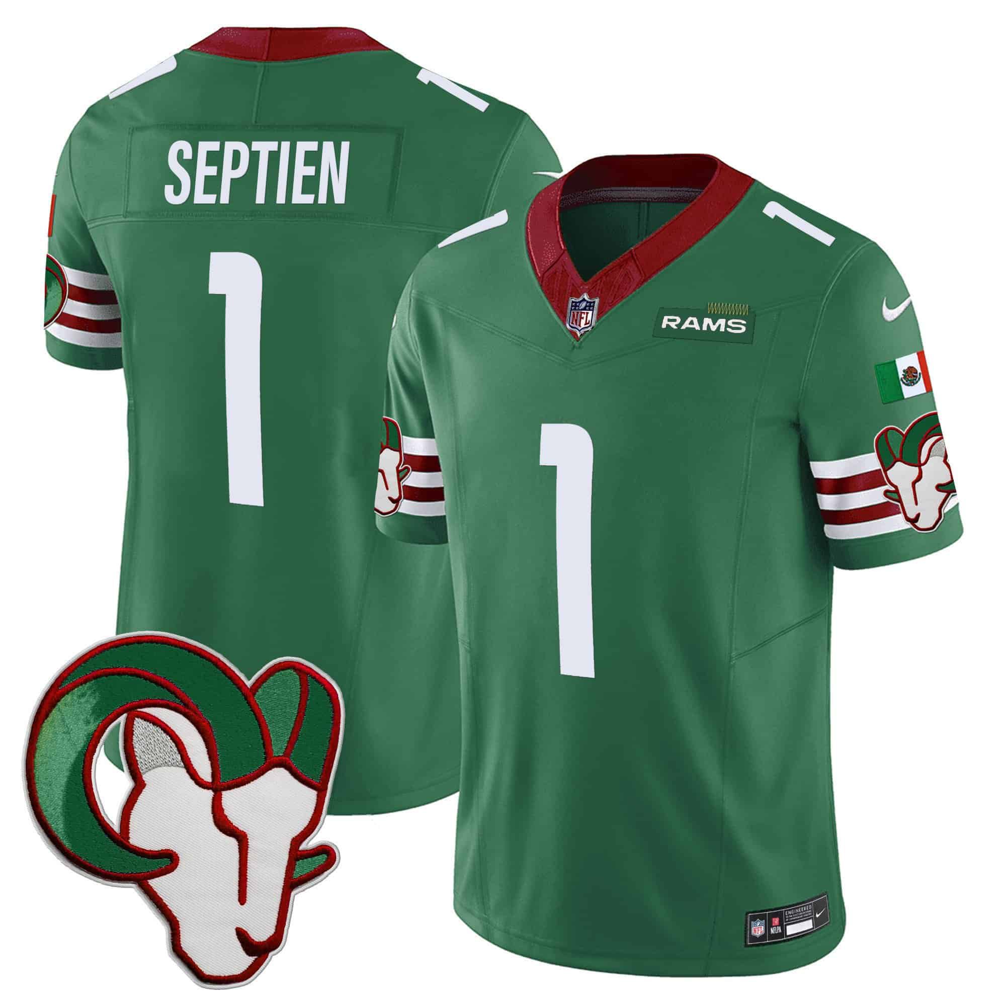 Men Los Angeles Rams 1 Septien Green 2024 Nike Mexico Vapor Limited NFL Jersey